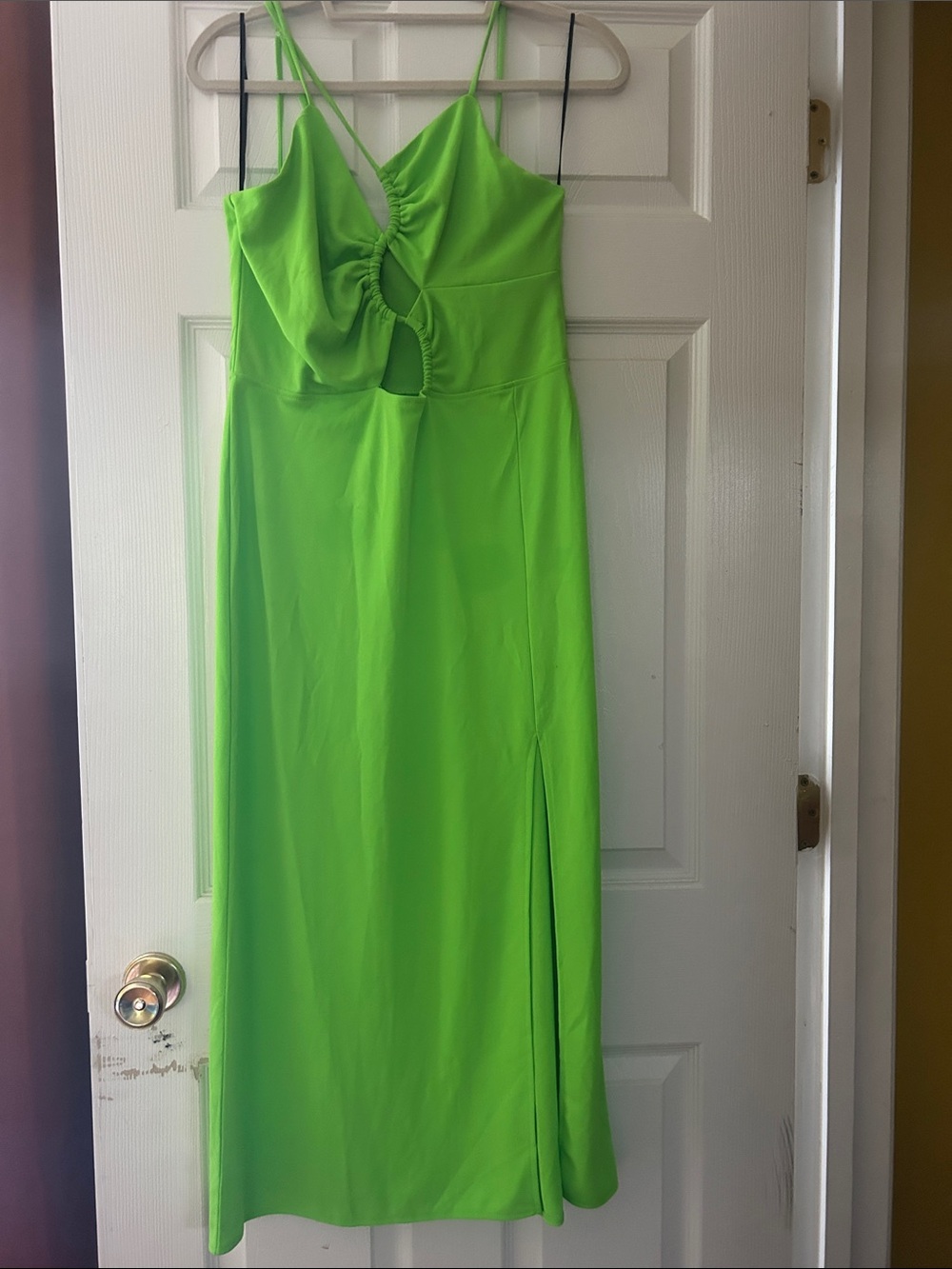H&M Bright Lime Green Spaghetti-Strap Maxi Dress